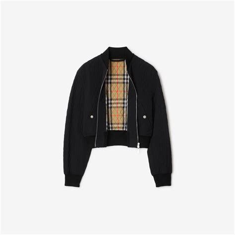 burberry slim fit cropped quilted jacket|Cropped Quilted Nylon Bomber Jacket in Black .